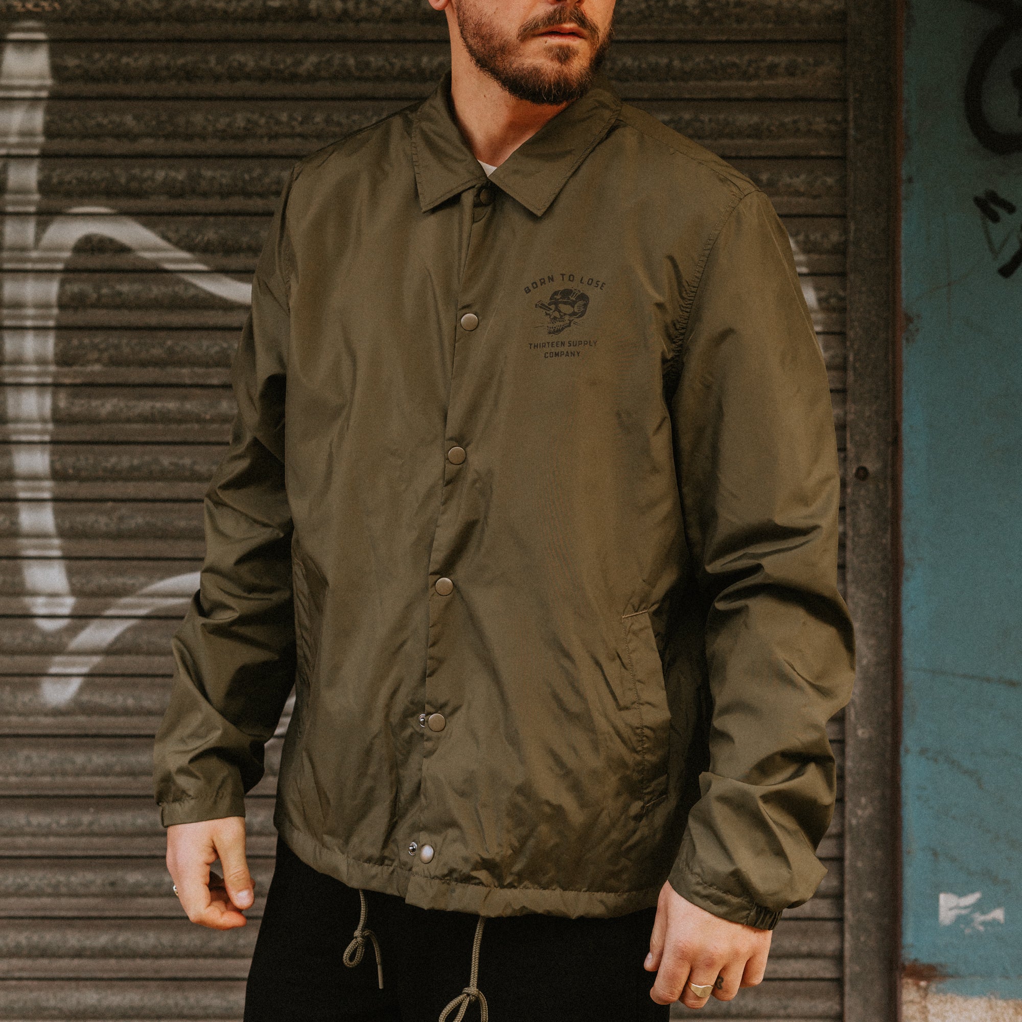 BORN TO LOSE - KHAKI COACH JACKET – Thirteensupply.co